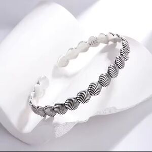 Sterling Silver Shell Motif Cuff Bracelet